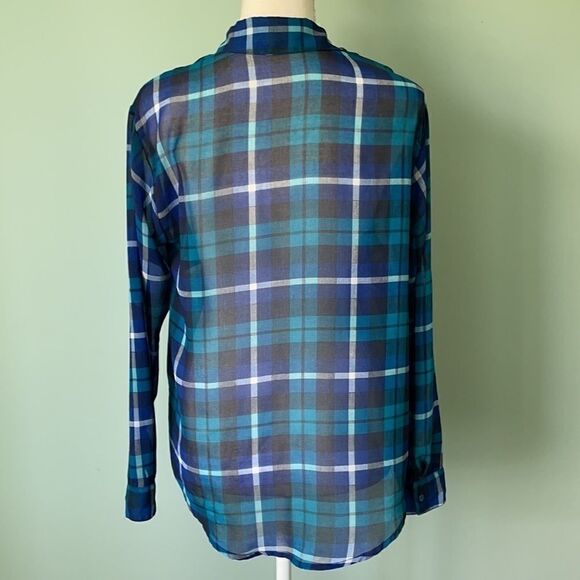 GARAGE Sheer Plaid Long Sleeve Size Extra Small - Picture 4 of 5